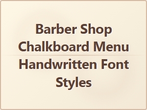 Barber Shop Chalkboard Menu Font Styles